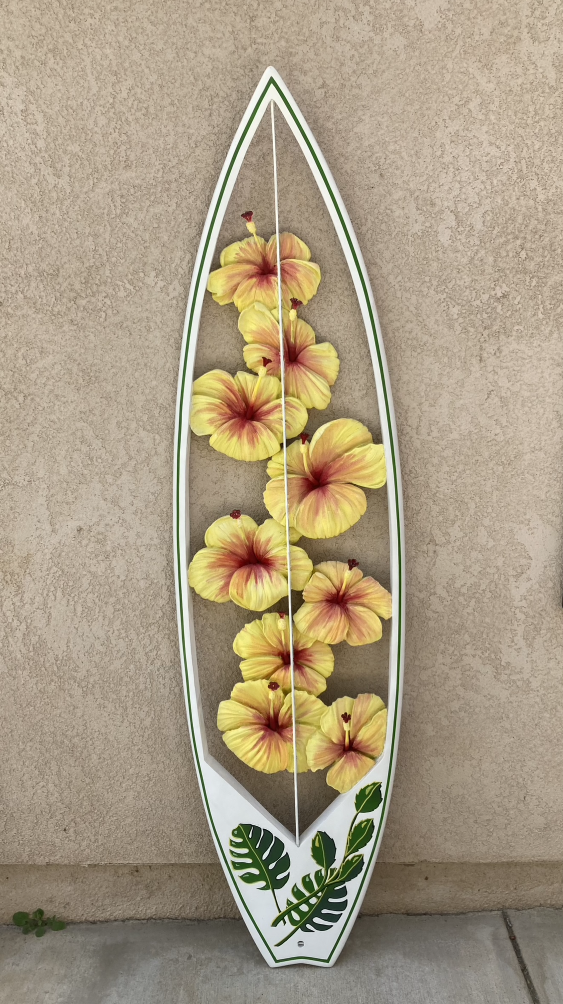 Yellow Hibiscus surfboard artwork